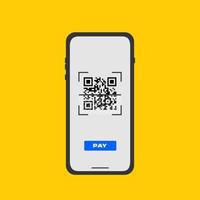 scanner le code qr vers le téléphone ou le lecteur de code-barres mobile. paiement numérique électronique avec smartphone. vecteur