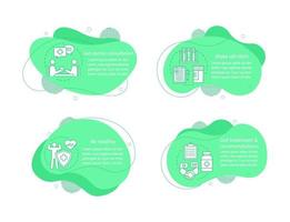 illustrations de concept de dépistage de la santé. consultation de médecin, modèle d'infographie de traitement. éléments fluides avec texte, icônes linéaires. quatre étapes de bulles ondulées. présentation, bannière rapport cliparts vectoriels vecteur