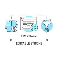 icône de concept de logiciel de GRC. illustration de fine ligne d'idée de programme informatique. gestion de la relation client. identité et base de données du client. dessin de contour isolé de vecteur. trait modifiable vecteur