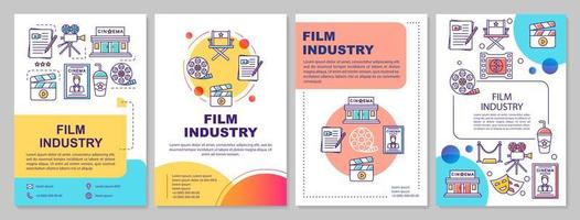 mise en page du modèle de l'industrie cinématographique. cinématographie, production vidéo. flyer, brochure, conception d'impression de dépliant avec des illustrations linéaires. mises en page vectorielles pour magazines, rapports annuels, affiches publicitaires vecteur