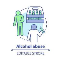 icône de concept d'abus d'alcool. dépendance alcoolique, illustration de la ligne mince de l'idée de dépendance. l'alcoolisme de la bière. alcool et ivrognes, hommes ivres. dessin de contour isolé de vecteur. trait modifiable vecteur