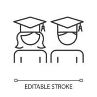 icône linéaire de l'égalité des sexes de l'éducation. étudiants. diplômés universitaires. féminisme, justice, démocratie. illustration de la ligne mince. symbole de contour. dessin de contour isolé de vecteur. trait modifiable vecteur