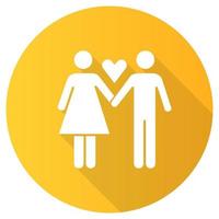 une seule icône de glyphe de grandissime design plat jaune partenaire. petite amie et petit ami. femme et homme amoureux. rapports sexuels protégés. partenaire, valentin. monogamie pour une vie sexuelle saine. illustration vectorielle vecteur