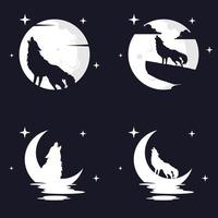 illustration vectorielle de loup avec fond de lune. parfait à utiliser pour un t-shirt ou un événement