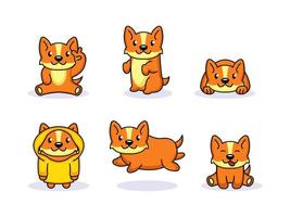 ensemble de conception de mascotte animal mignon chien orange vecteur
