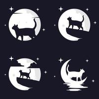 illustration vectorielle de chat avec fond de lune. parfait à utiliser pour un t-shirt ou un événement