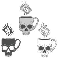 tasse en forme de crâne avec du café chaud vecteur