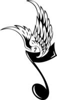 noir et blanc dessin de musical Remarques avec ailes illustration vecteur