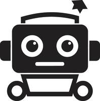 minuscule robotique élégance mignonne noir logo concept mignon droïde délice petit bot insigne vecteur