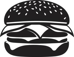 délicieux Burger noir emblème juteux mordre monochrome Burger symbole vecteur