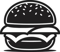 délicieux Burger noir emblème juteux mordre monochrome Burger symbole vecteur