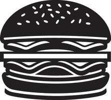 savoureux Burger noir emblème délicieux Burger essence icône vecteur