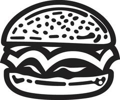 délicieux Burger noir emblème juteux mordre monochrome Burger symbole vecteur