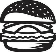 Burger essence noir logo savoureux mystère Burger icône vecteur