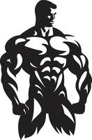 ébène physique icône plein corps noir pour muscle Icônes muscle artisanat de l'ombre plein corps noir logo pour titans vecteur