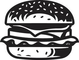 élégant Burger délice noir icône savoureux essence noir Burger vecteur