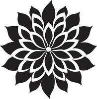 complexe Floraison contour monochrome emblématique conception botanique accident vasculaire cérébral noir iconique emblème vecteur