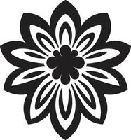 audacieux Floraison monochrome floral emblème épais pétale frontière noir conception icône vecteur