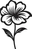 botanique silhouette monochrome fleur logo épaissi fleur contour noir désigné emblème vecteur