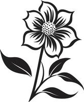 minimaliste floral esquisser monochrome iconique logo robuste fleur contour noir vectorisé icône vecteur