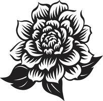 singulier pétale silhouette noir emblème artistique floral impression monotone vecteur