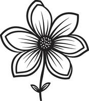 Facile vague Floraison main tiré conception symbole à main levée floral conception monochrome emblème vecteur