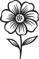 artisanal floral contour main tiré conception icône décontractée pétale esquisser monochrome emblématique esquisser vecteur