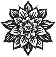 minimaliste floral emblème noir détail botanique élégance noir icône vecteur