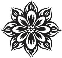 élégant floral élément monochrome conception détail lisse pétale emblème iconique monotone détail vecteur