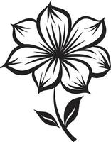 main tiré vague fleur noir conception griffonné pétale esquisser monochrome emblématique conception vecteur