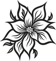 éthéré pétale impression emblématique conception détail singulier fleur élément noir icône détail vecteur