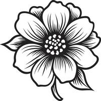 gracieux floral élégant élégant noir icône art monochromatique pétale emblème conception vecteur