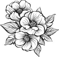 élégant fleur impression monochrome icône artistique Floraison élégance élégant noir logo vecteur