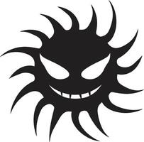 roussi colère noir ic Soleil brûlant tollé en colère Soleil emblème vecteur