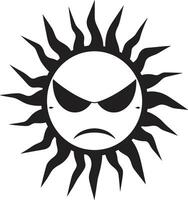 solaire colère noir ic Soleil orageux fureur en colère Soleil emblème vecteur