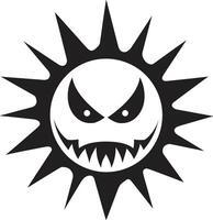 orageux Aube en colère Soleil rage éclat noir en colère Soleil emblème vecteur