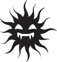 éclipsé fureur intense Soleil solaire fureur en colère soleils noir vecteur