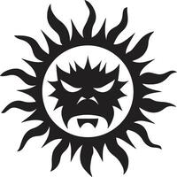 orageux sunburst noir enfer Soleil en colère dans noir vecteur