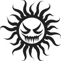 enfer Soleil en colère dans noir brûlant fureur soleils colère dans forme vecteur