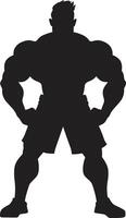 champion fléchir la fusion caricature bodybuilder dans noir bande dessinée Puissance impact noir de dessin animé bodybuilder dans vecteur