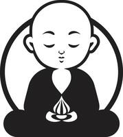 peu Zen Maître noir paisible prodige Bouddha enfant silhouette vecteur