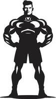 puissant muscle charme dessin animé caricature noir bodybuilder dynamique physique impression noir de dessin animé bodybuilder vecteur