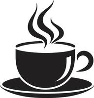 caféine harmonie café tasse dans noir élégant siroter emblème noir de café tasse vecteur