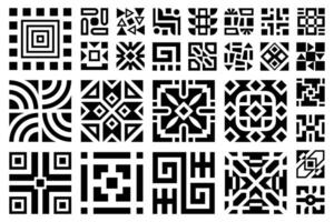 ornemental ancien carré motifs collection. abstrait mosaïque noir et blanc ornemental conception éléments, géométrique motifs ensemble. vecteur