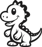 sucré dino sourire mignonne noir minuscule t Rex trésors noir vecteur