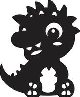 dino délicieux noir dessin animé de bonne humeur dino charme mignonne noir vecteur