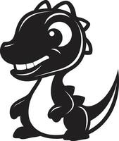 joyeux dino étreinte noir charmant dino fantaisie mignonne noir dessin animé vecteur