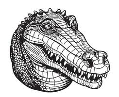 crocodile tête esquisser main tiré dans griffonnage style illustration dessin animé vecteur