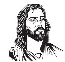 visage de Jésus abstrait esquisser main tiré dans griffonnage style illustration dessin animé vecteur