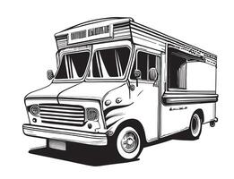 nourriture un camion vite nourriture esquisser main tiré esquisser illustration vecteur
